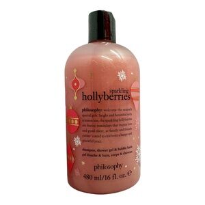 NEW PHILOSOPHY Sparkling Hollyberries Shampoo, Body Wash, & Bubble Bath - 32floz